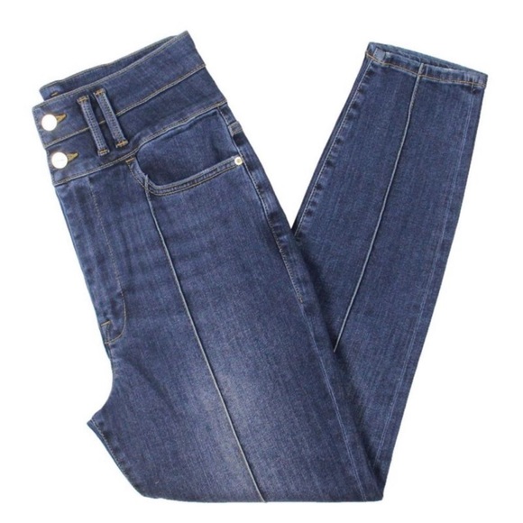 NWT Frame Le Catroux Blue Front Seam Double Button Cigarette Jeans - Picture 3 of 9